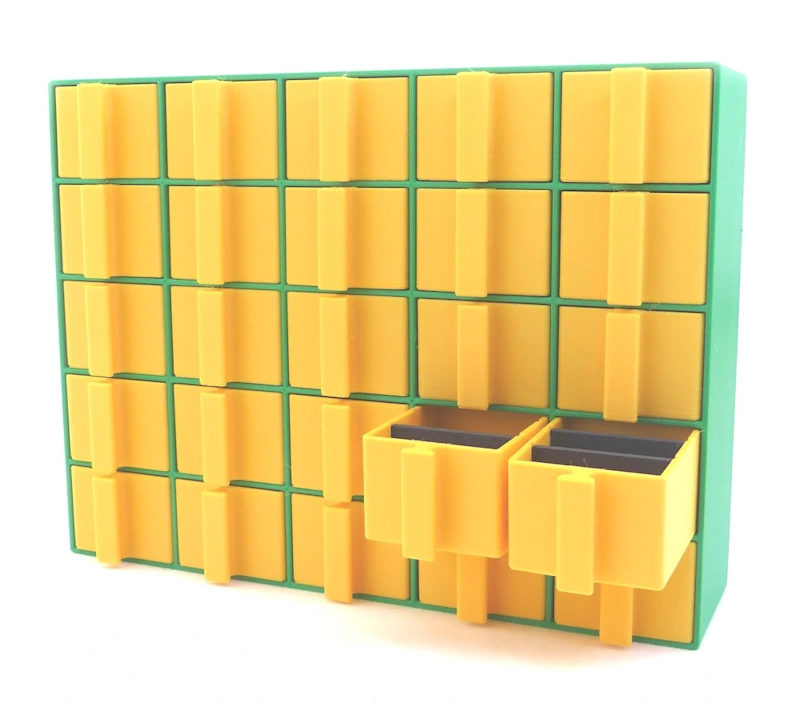 small parts organizer with 25 drawers 40×30×50 mm 3D STL file, thickness: 2 mm #1877