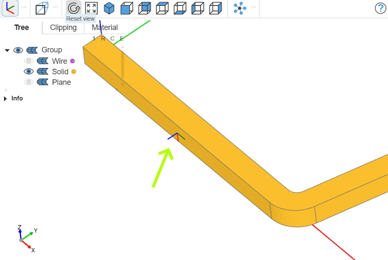 on remarque un nouveau petit repère sous la forme 3D comme souhaité, il s'agit de notre nouveau plan de référence
