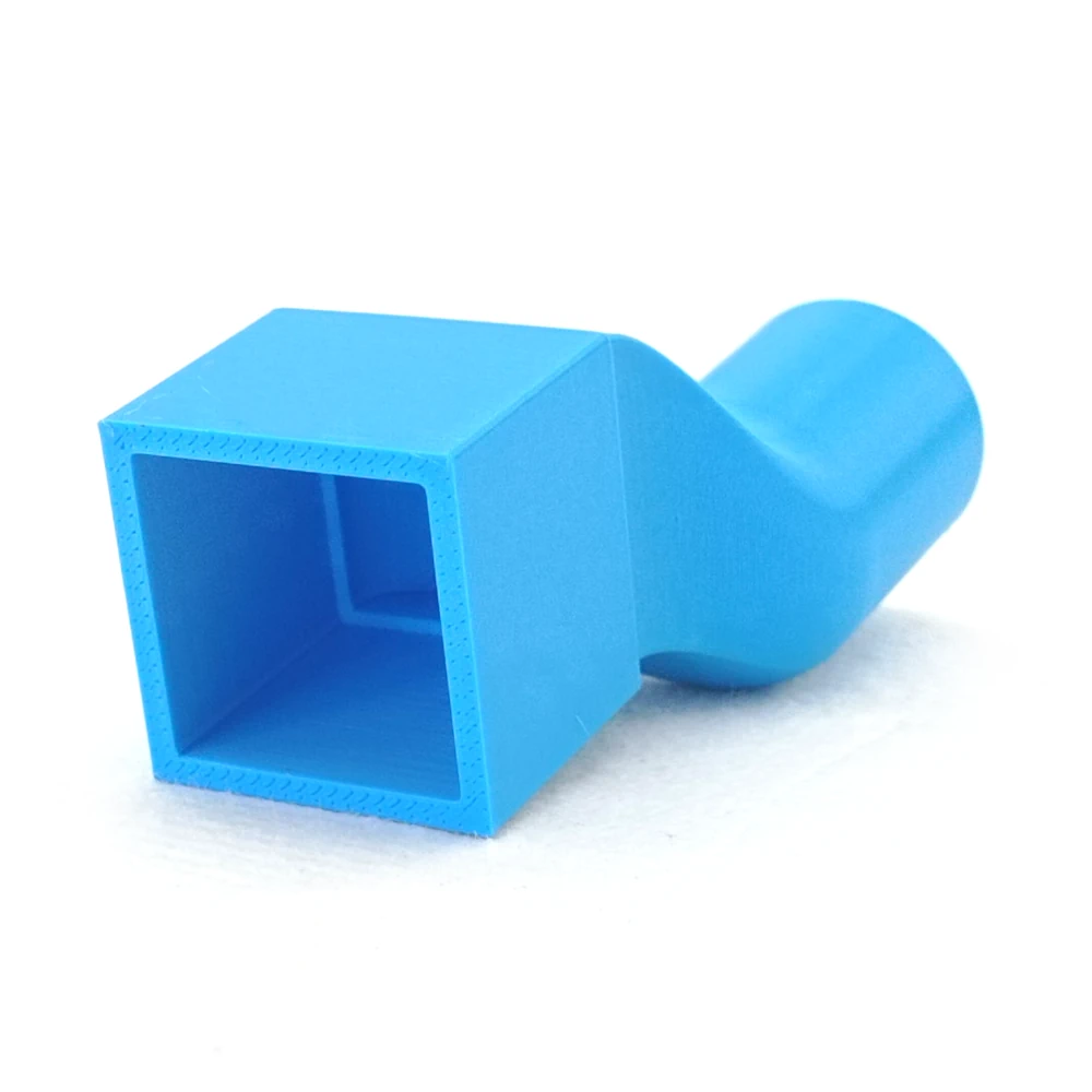 Round-to-Rectangular Tube Adapter ⌀20&nbsp;mm to 20×20&nbsp;mm, thickness 2&nbsp;mm + offset
