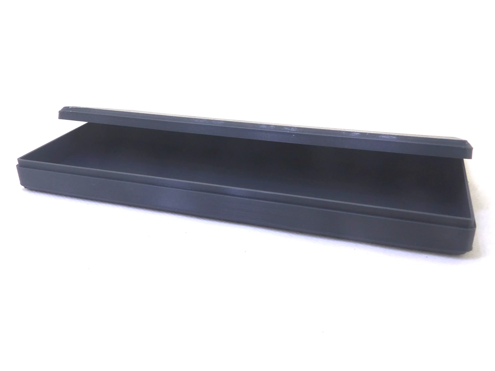 Rectangular-base box with lid STL file – 250×90×25&nbsp;mm, wall thickness 3&nbsp;mm generated online