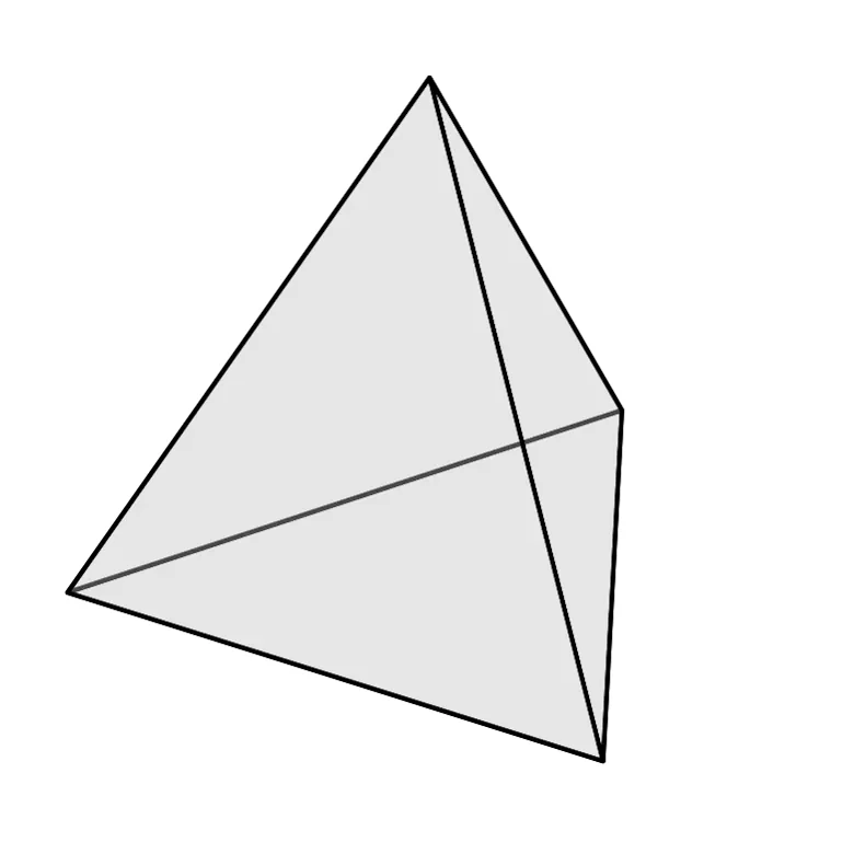 tetrahedron made of 4 triangles, the simplest STL 3D volume