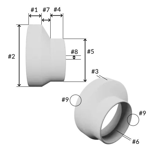 illustration des paramètres adaptateur de tube en ligne