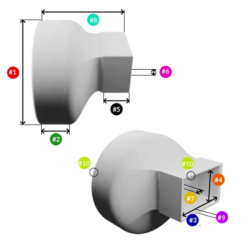 illustration des paramètres adaptateur de tube rond vers rectangulaire