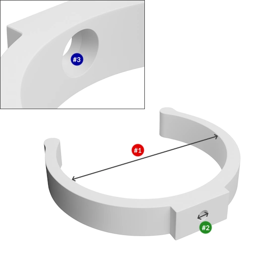 illustration of the parameters pipe clip holder
