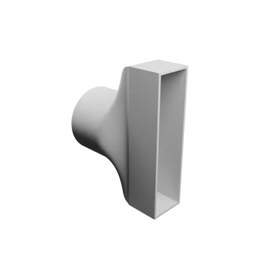 Round-to-Rectangular Tube Adapter STL 3D file ⌀100 mm to 50×200 mm, thickness 3 mm