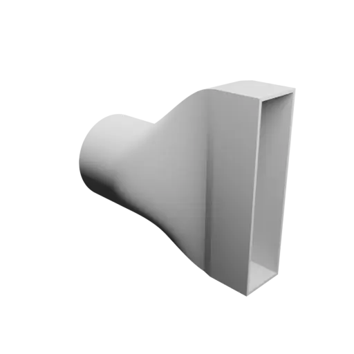 Round-to-Rectangular Tube Adapter STL file ⌀100 mm to 50×200 mm, thickness 3 mm + offset