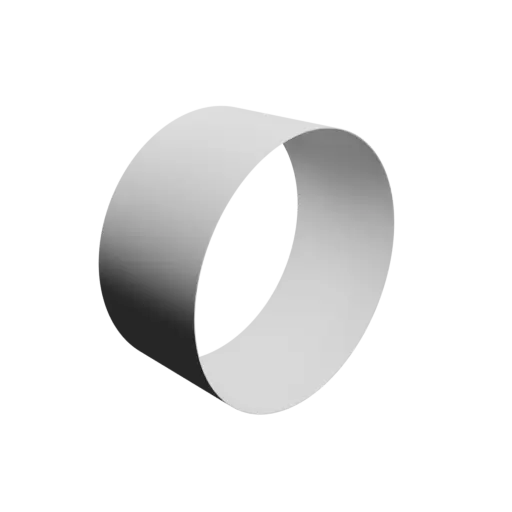 hollow tube STL 3D model OD 152.4 mm, ID 151.8 mm, length 75 mm