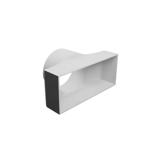 Round-to-Rectangular Tube Adapter STL 3D file ⌀124 mm to 224×94 mm, thickness 3 mm