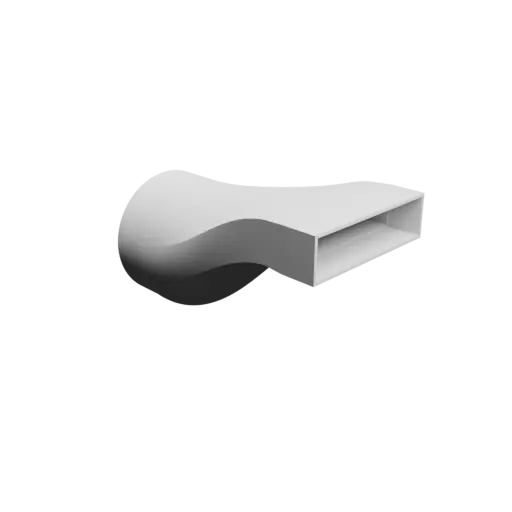 Round-to-Rectangular Tube Adapter STL file ⌀100 mm to 104×27 mm, thickness 2 mm + offset