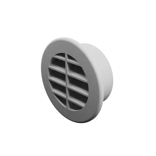 Round air vent STL file ∅ 52 mm, slat angle: 35° with central reinforcement