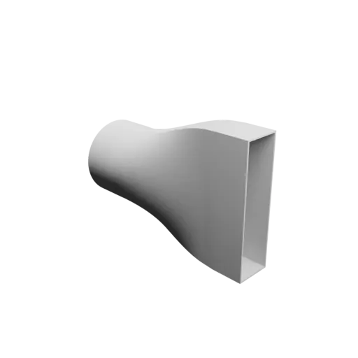fichier STL Adaptateur de tube rond ⌀125 mm vers rectangulaire 55×205 mm, épaisseur 2 mm