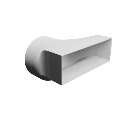 fichier STL Adaptateur de tube rond ⌀104 mm vers rectangulaire 150×50 mm, épaisseur 2 mm + décalage