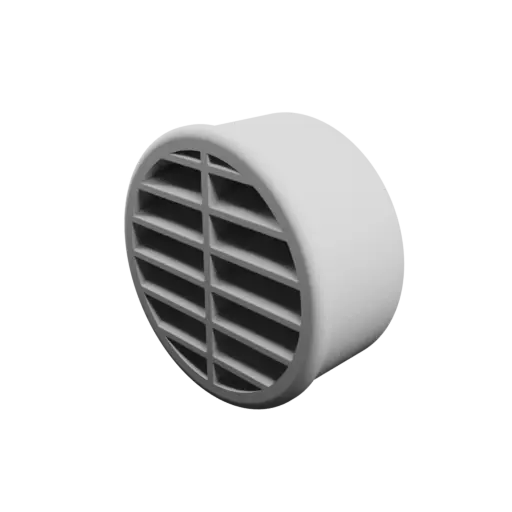 Round air vent STL file ∅ 51.5 mm, slat angle: 25° with central reinforcement