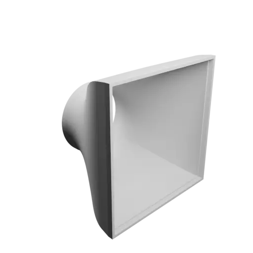 Round-to-Rectangular Tube Adapter STL file ⌀150 mm to 255×255 mm, thickness 5 mm + offset