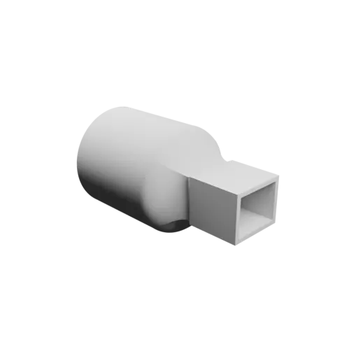 Round-to-Rectangular Tube Adapter STL 3D file ⌀51 mm to 23.2×18.2 mm, thickness 2 mm