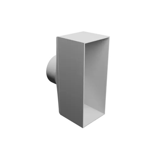 fichier STL Adaptateur de tube rond ⌀100 mm vers rectangulaire 100×250 mm, épaisseur 2 mm