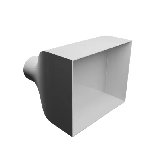 fichier 3D STL Adaptateur de tube rond ⌀100 mm vers rectangulaire 300×250 mm, épaisseur 2 mm + décalage