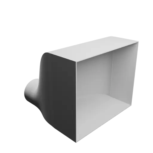 fichier 3D STL Adaptateur de tube rond ⌀100 mm vers rectangulaire 300×250 mm, épaisseur 2 mm + décalage