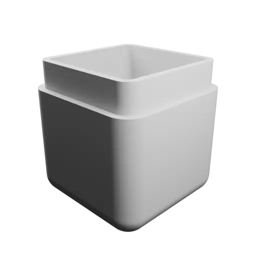 square-base box with lid STL 3D model – 20×20×25 mm, wall thickness 2 mm