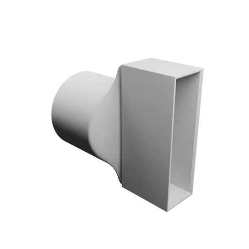 fichier 3D STL Adaptateur de tube rond ⌀139.7 mm vers rectangulaire 57.1×203.2 mm, épaisseur 5 mm + décalage
