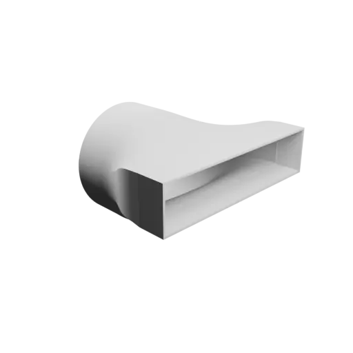 Round-to-Rectangular Tube Adapter STL 3D file ⌀125 mm to 195×45 mm, thickness 2 mm + offset