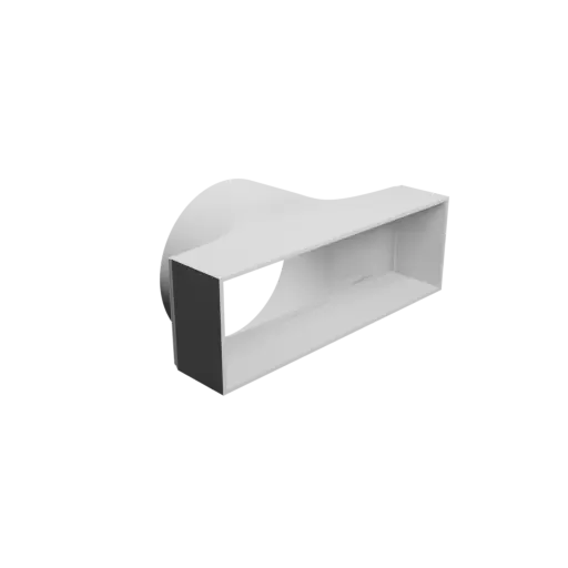 Round-to-Rectangular Tube Adapter STL file ⌀149.8 mm to 250×80 mm, thickness 3 mm + offset