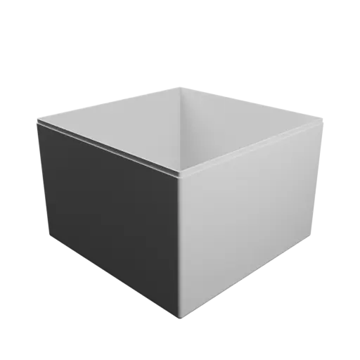 square-base box with lid STL 3D file – 184×184×124 mm, wall thickness 2 mm