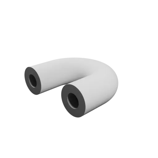 Tubing elbow STL 3D file 180° ⌀OD: 60 mm ⌀ID: 28.5 mm thickness: 15.75 mm