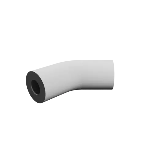 Tubing elbow STL file 45° ⌀OD: 60 mm ⌀ID: 28.5 mm thickness: 15.75 mm