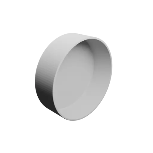 Container STL 3D file, inner: base Ø125 mm, top Ø125 mm, height 40 mm - wall thickness 3 mm