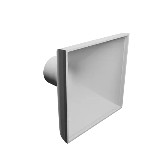 Round-to-Rectangular Tube Adapter STL file ⌀100 mm to 255×255 mm, thickness 5 mm + offset