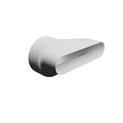 Oval hose adapter STL file 110.1x110 mm to 180x40 mm – transition: 70 mm