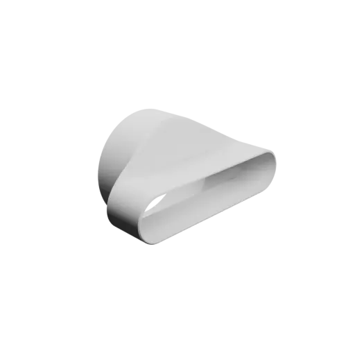 Oval duct transition adapter STL 3D file 110.1x110 mm to 180x40 mm – transition: 20 mm