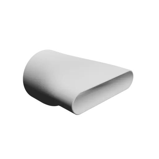 Oval duct transition adapter STL 3D file 110.1x110 mm to 180x40 mm – transition: 70 mm