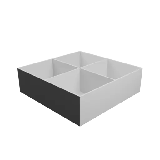 Multi-compartment box STL 3D file: 4 compartments of 97×97×58 mm