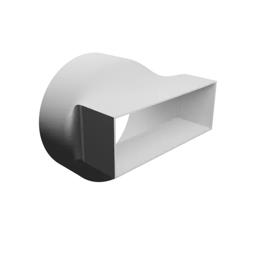 Round-to-Rectangular Tube Adapter STL file ⌀175 mm to 180×65 mm, thickness 2 mm + offset