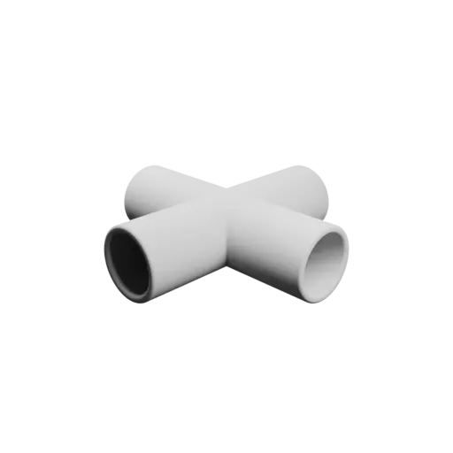 4 ways fitting STL 3D model – Outer diameter 20 mm, wall thickness 2 mm