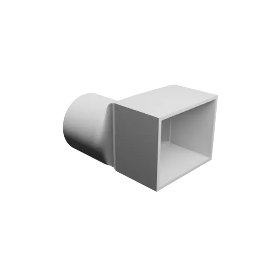 Round-to-Rectangular Tube Adapter STL 3D file ⌀47.1 mm to 53×42 mm, thickness 2 mm + offset