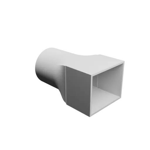 Round-to-Rectangular Tube Adapter STL file ⌀49.1 mm to 53×43 mm, thickness 2 mm