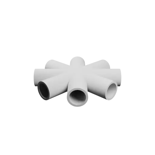 star-pattern connector 8 hoses STL 3D model – Outer diameter 20 mm, wall thickness 2 mm
