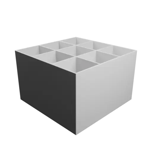Multi-compartment box STL 3D file: 9 compartments of 50×50×100 mm