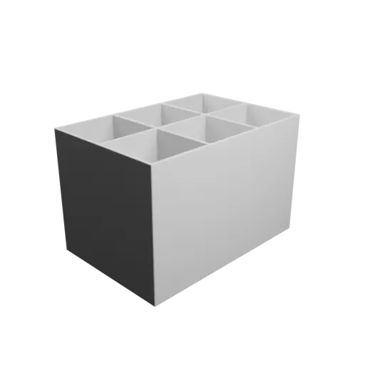 Multi-compartment box STL file: 6 compartments of 50×50×100 mm