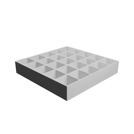 Multi-compartment box STL 3D file: 25 compartments of 45×45×40 mm