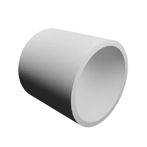 hollow tube STL 3D file OD 75 mm, ID 66 mm, length 70 mm