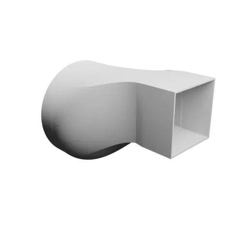Round-to-Rectangular Tube Adapter STL file ⌀157 mm to 86×86 mm, thickness 2 mm + offset