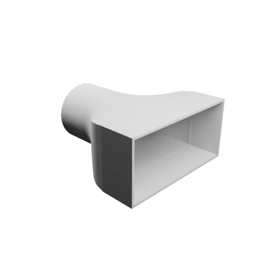 Round-to-Rectangular Tube Adapter STL 3D file ⌀89 mm to 178×83 mm, thickness 3 mm