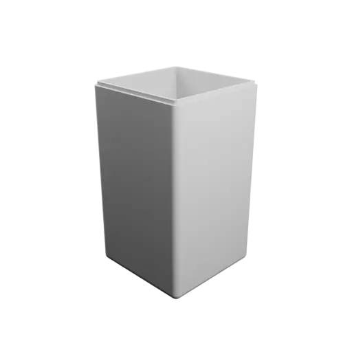 square-base box with lid STL 3D model – 127×127×228 mm, wall thickness 6 mm