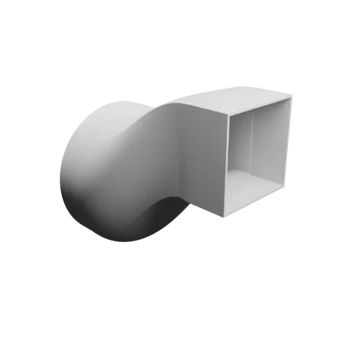 3D Model Round-to-Rectangular Tube Adapter STL 3D file ⌀158&nbsp;mm to 86×86&nbsp;mm, thickness 2&nbsp;mm + offset