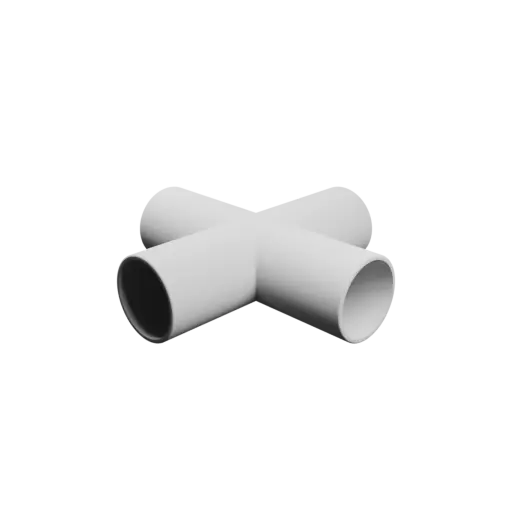 4 ways fitting STL file – Outer diameter 101 mm, wall thickness 5 mm