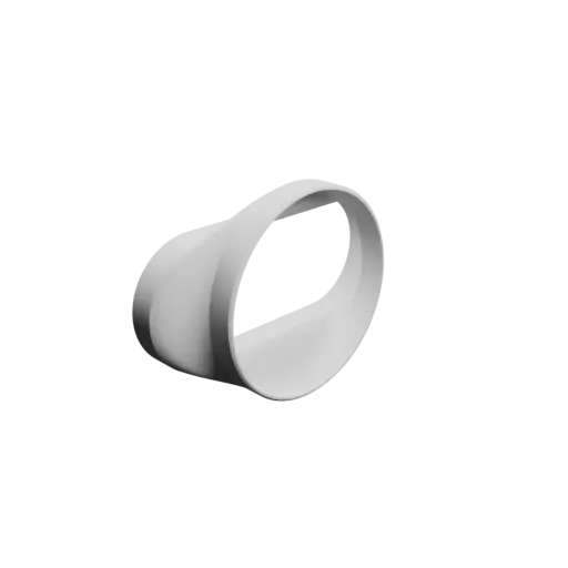 Oval duct transition adapter STL 3D file 215x90 mm to 150x149.8 mm – transition: 20 mm